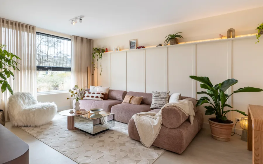 Basic naturel gordijnen met waveplooi