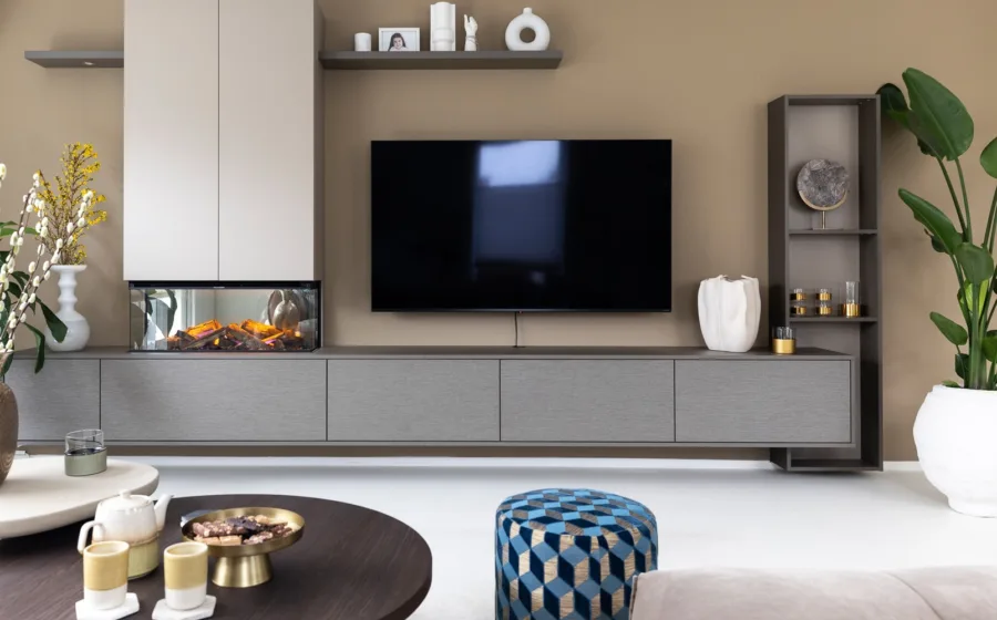 Tv-kast op maat met elektrische haard bij Aanhuis.be