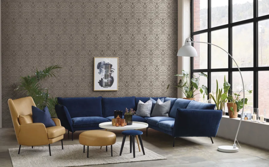 HookedOnWalls behang in de woonkamer