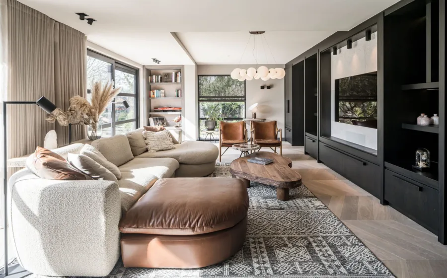 Zonnelux Décoration de fenêtres Rideaux et bois tissé dans le salon