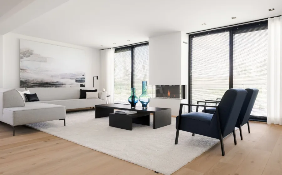 Rechthoekig vloerkleed van Van Besouw voor in de woonkamer in de kleur wit