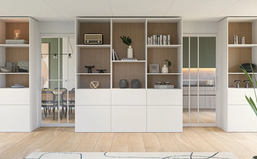 Witte taatsdeur tussen woonkamer en keuken