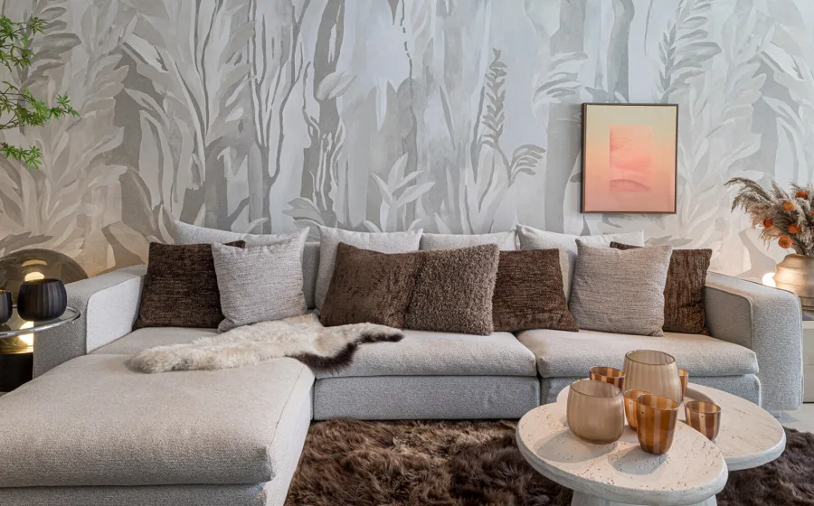 Bart Appeltans Make Over Eigen Huis woonkamer met behang van Masureel