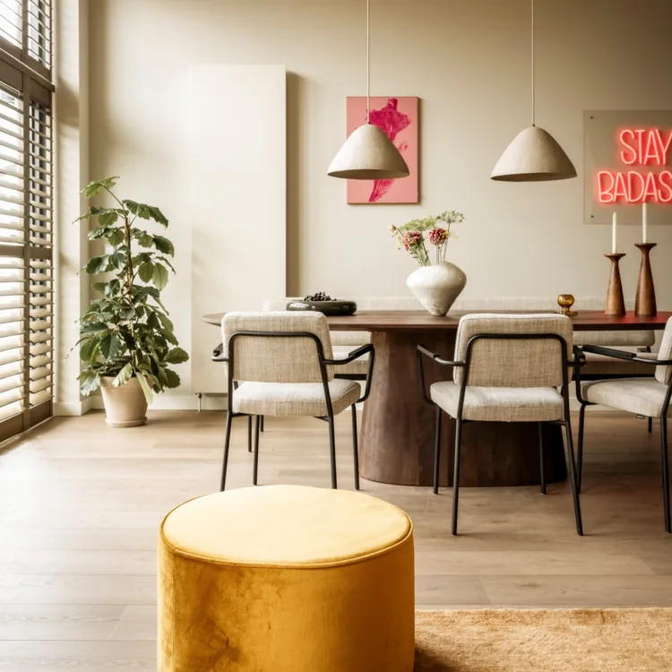 eetkamer met coretec pvc vloer houtlook rechte plank