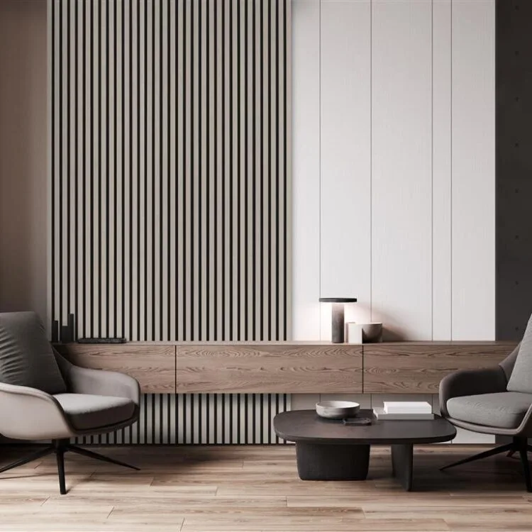 Cotap Silentlines lattenwand Taupe sfeerfoto